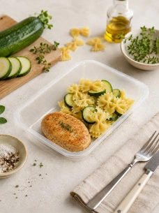 Котлета из индейки с кабачком и фарфалле